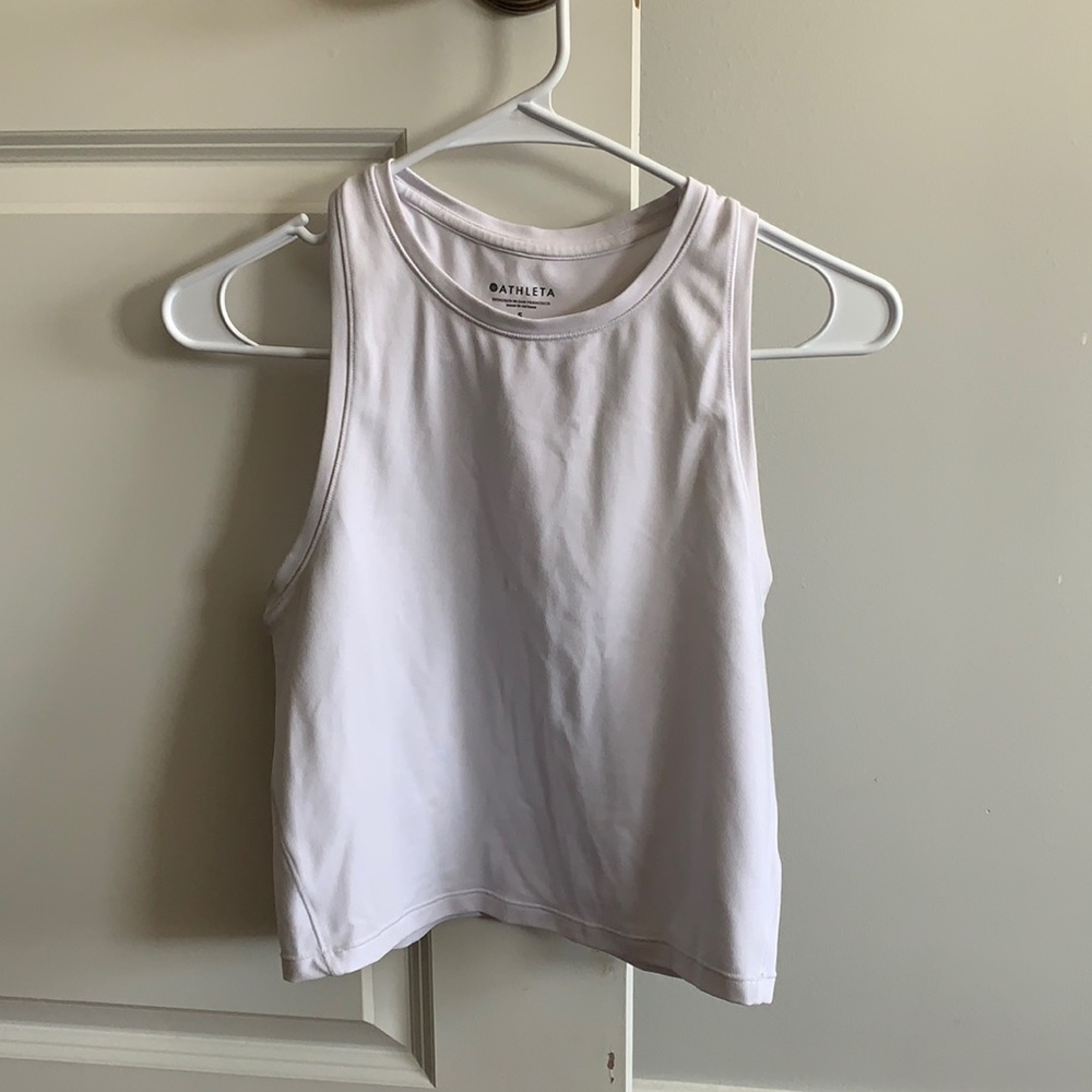 Athleta white crop razor back workout tank